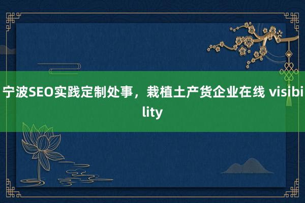 宁波SEO实践定制处事，栽植土产货企业在线 visibility